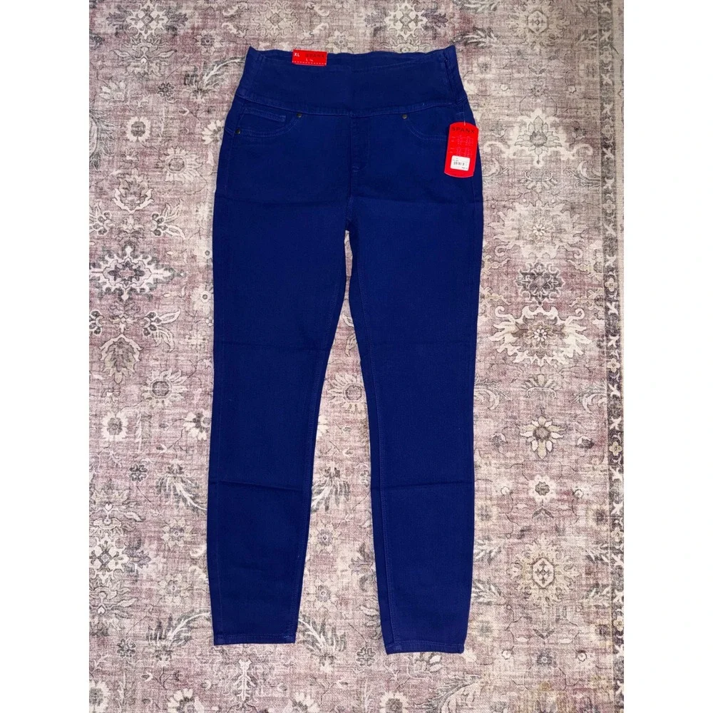 Spanx Denim Leggings Blue Lapis High Waisted Skinny Jeans XL 2066 NEW - Picture 1 of 10